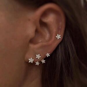 Cubic Zirconia Star Earrings, Star Cluster Earrings, Star Constellation Earrings